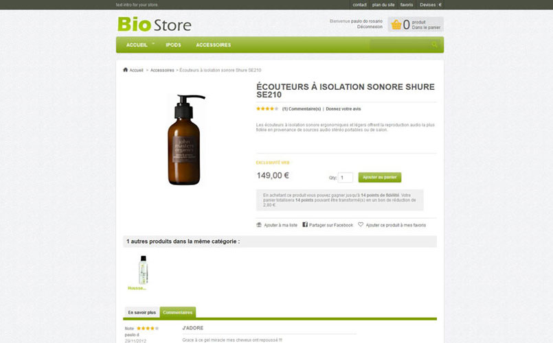 Theme responsive newacth Bio pour Prestasop 1.5